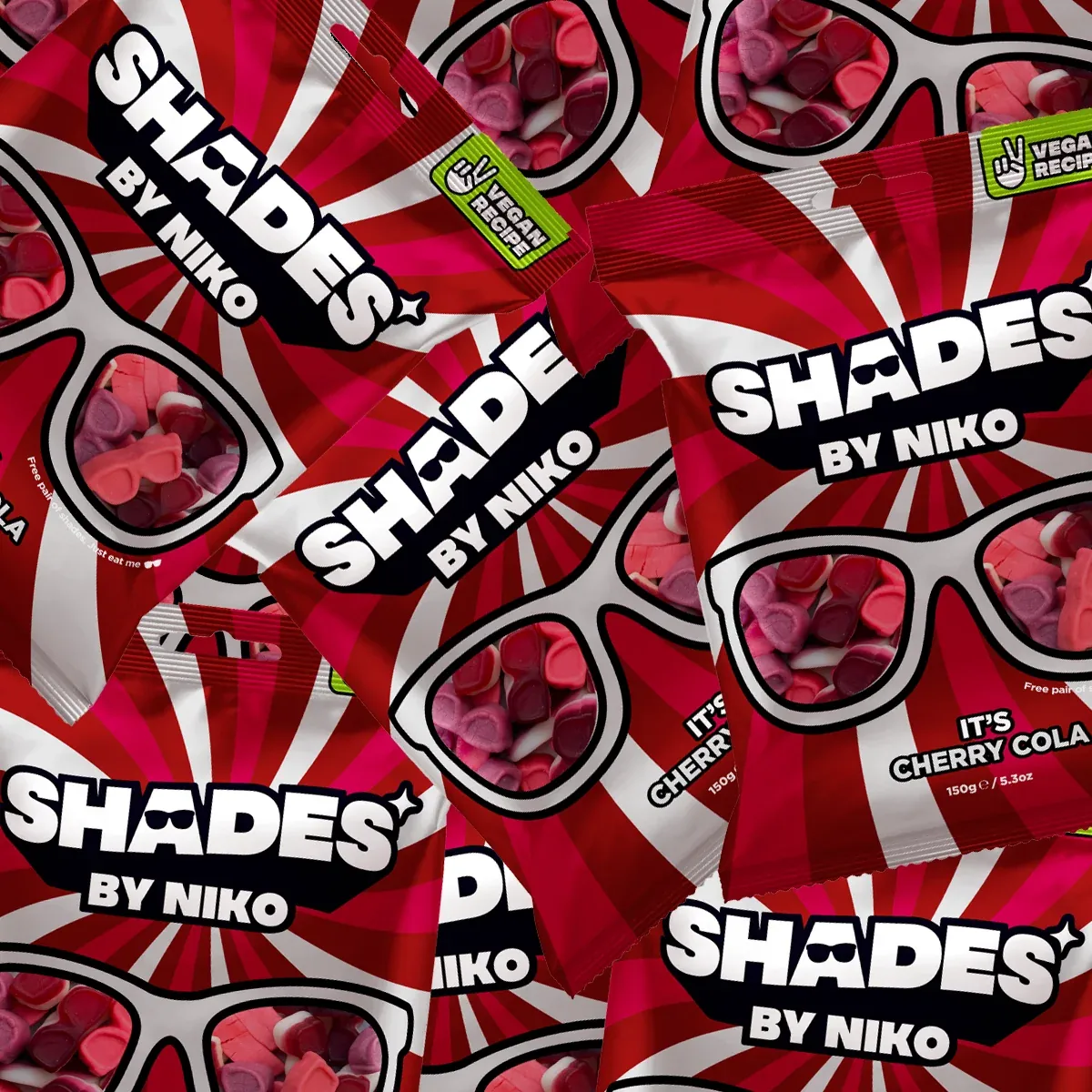 Zakjes Shades by Niko, de snoepjes die Mino heeft besteld